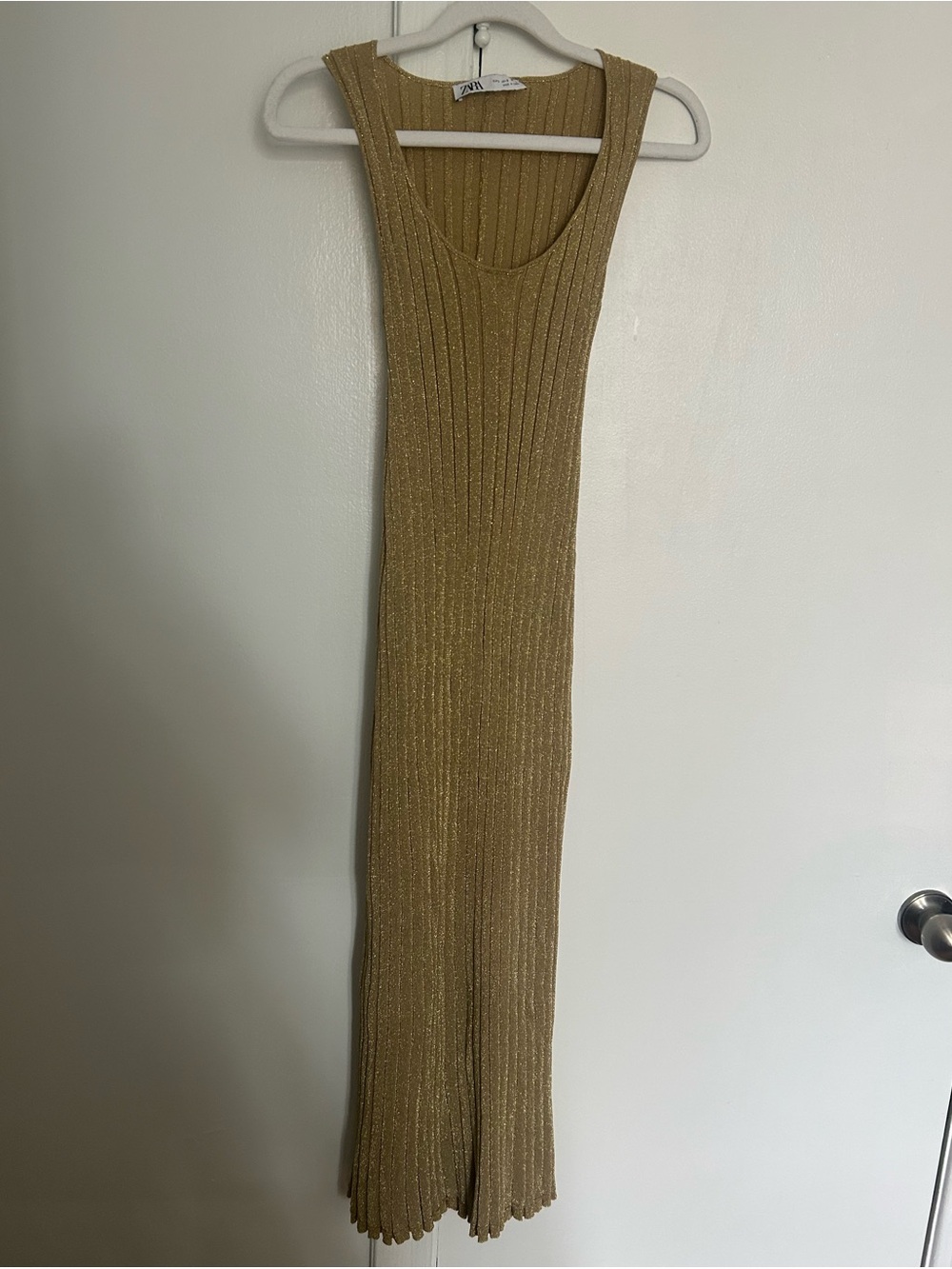 Zara Metallic Gold Ribbed Dress